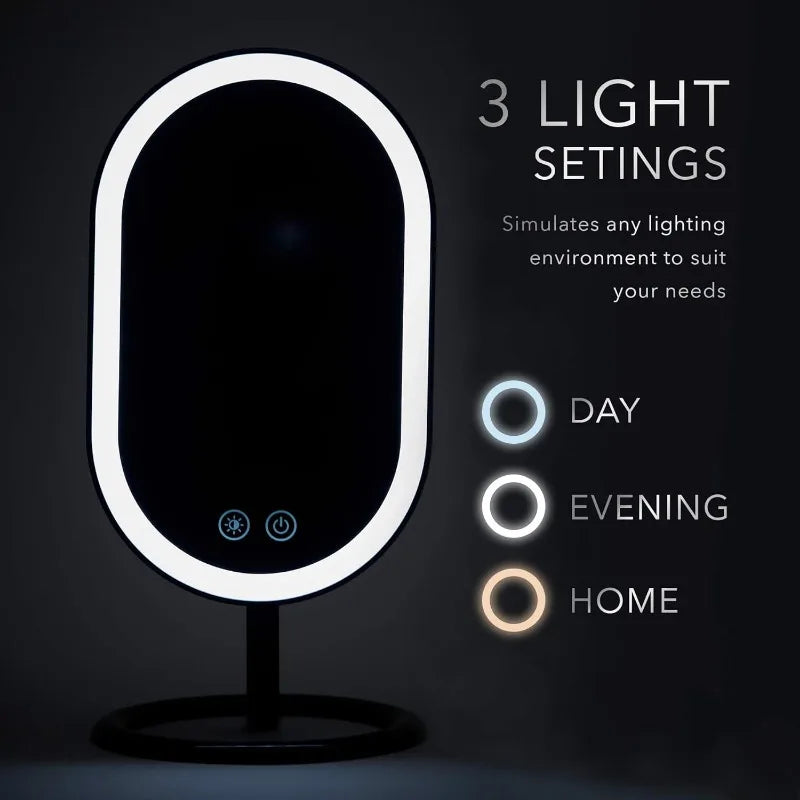 Vanity Makeup Mirror, Rechargeable with 3 Dimmable Light Settings and Dual Magnification - LP Replenish