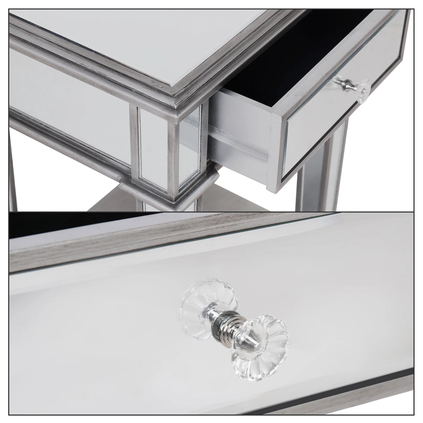 Mirrored Nightstands Modern Bedside Table with Drawer - LP Replenish