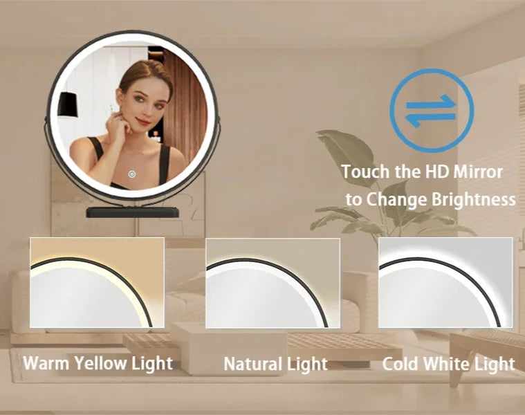 Luxury Solid Wood Vanity Desk with Sintered Marble Top, 6 Drawers, and LED Mirror - LP Replenish