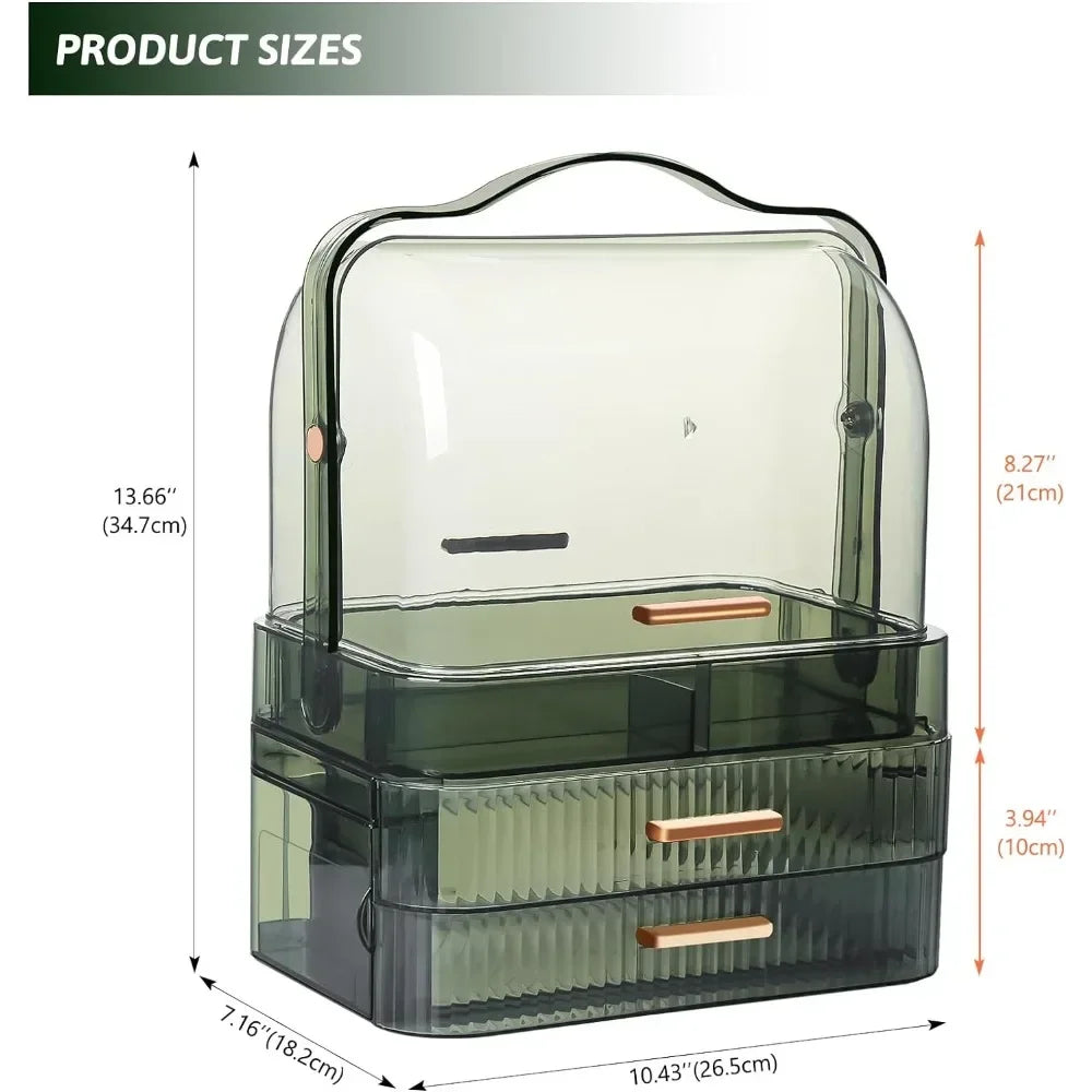 Cosmetics Makeup Storage Box with Lid & Drawers for Vanity - LP Replenish