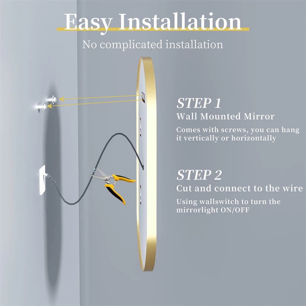 Oval LED Bathroom Mirror with Demister - Gold Frame - LP Replenish