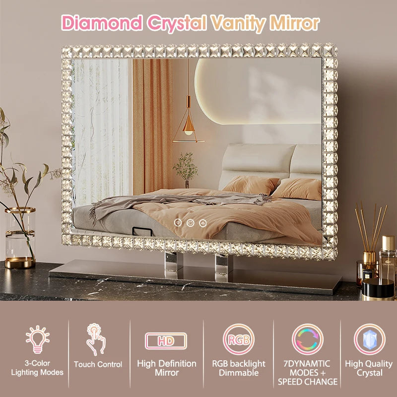 Diamond Vanity Light-Up Mirror with Crystal LED for Makeup - LP Replenish