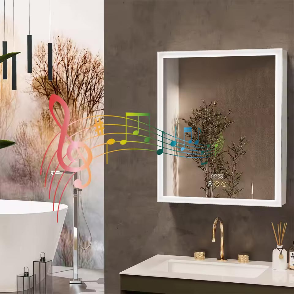 LED Bathroom Mirror Cabinet with Bluetooth, Anti-Fog, and Storage - LP Replenish