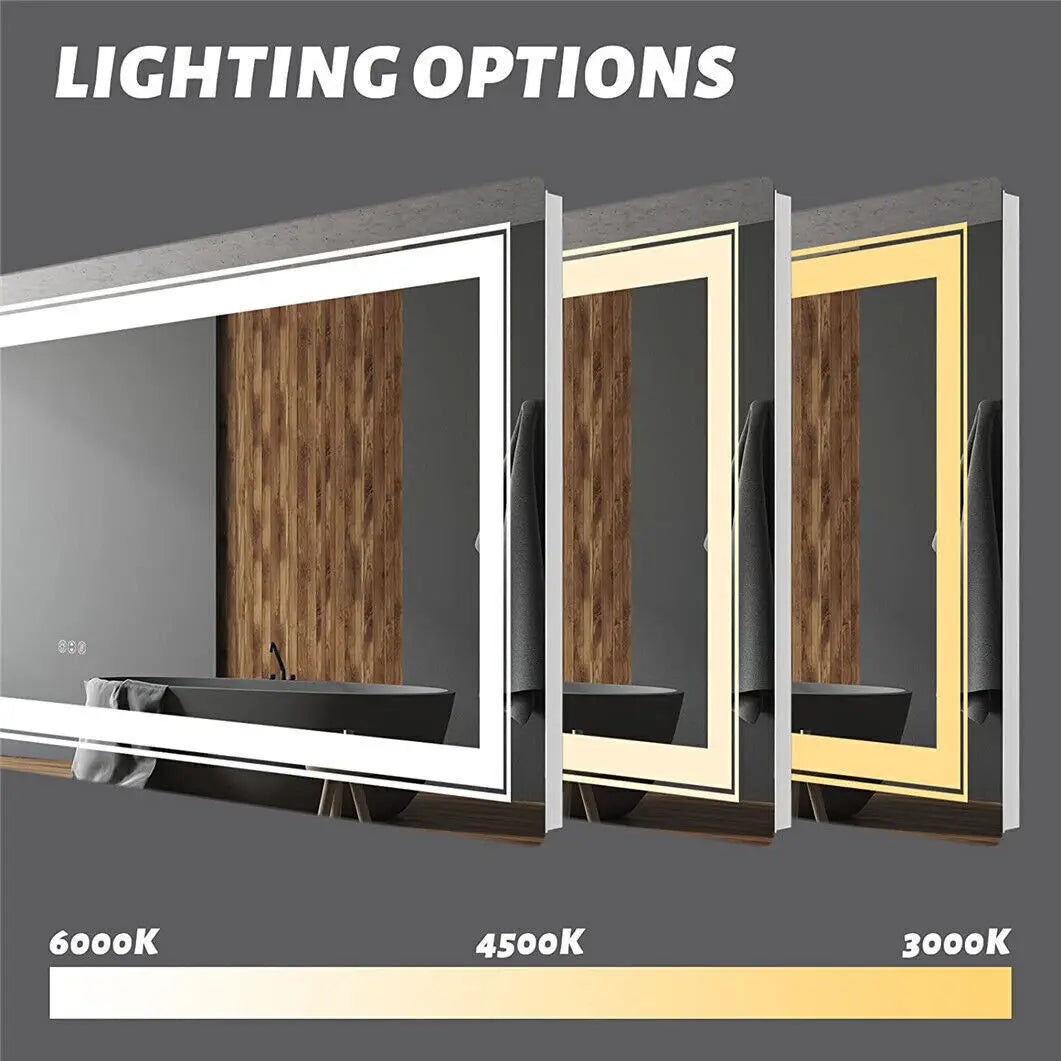Waterproof Double Sink LED Vanity Mirror with Dimmable Lights - LP Replenish
