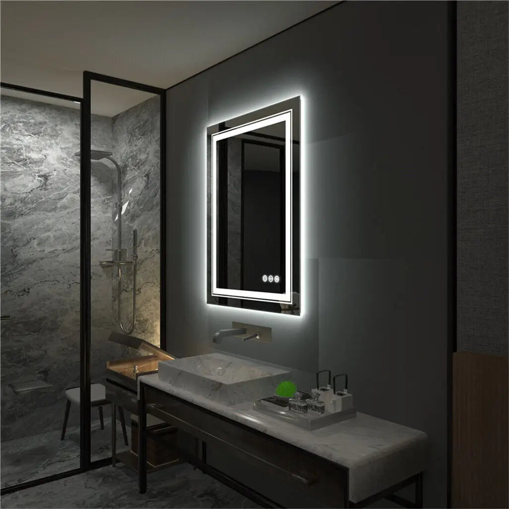 LED Vanity Mirror with Adjustable Lighting, and Defogging - LP Replenish