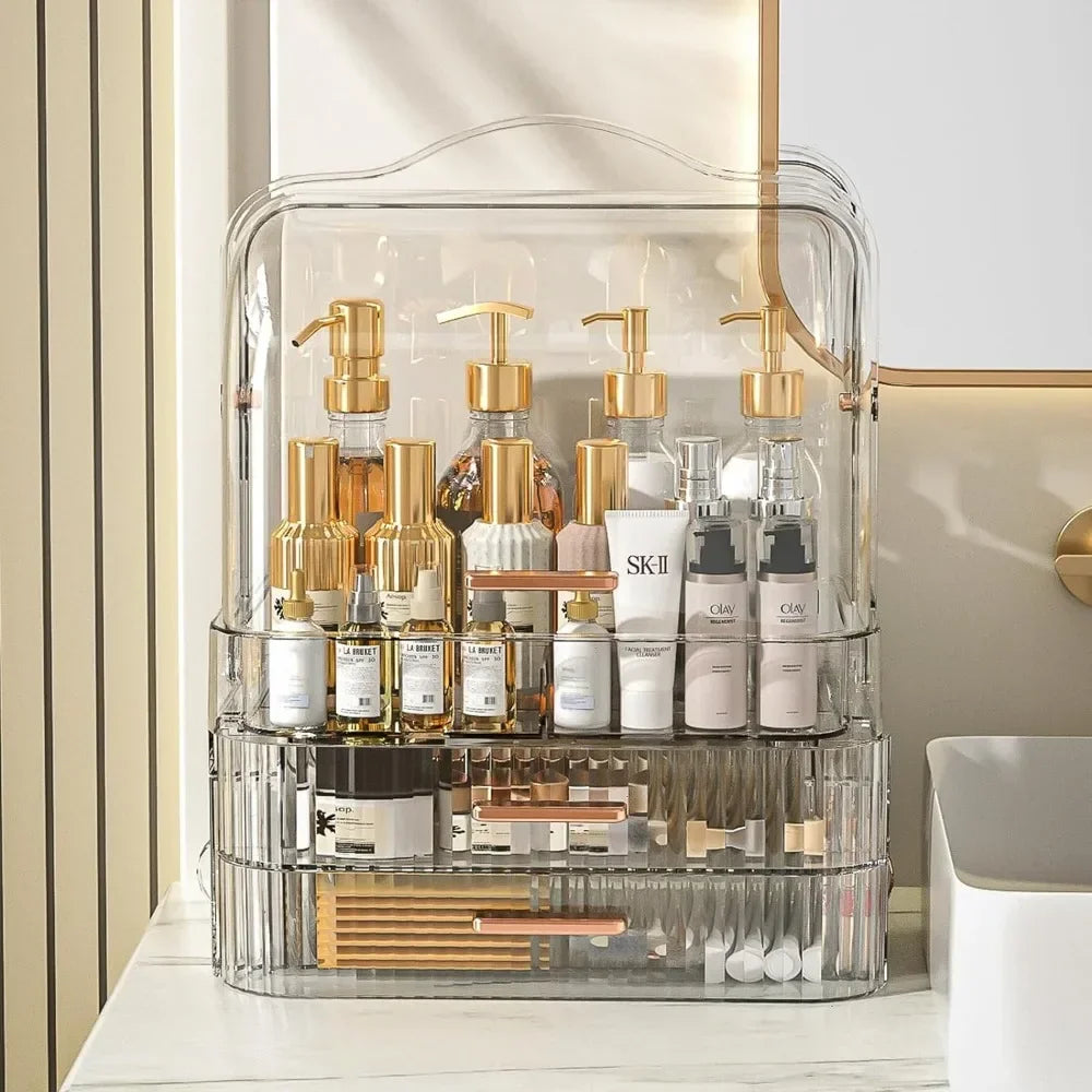 Cosmetics Makeup Storage Box with Lid & Drawers for Vanity - LP Replenish