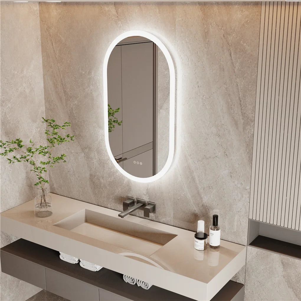 Oval Backlit Bathroom Vanity Mirror with Demister Pad - LP Replenish