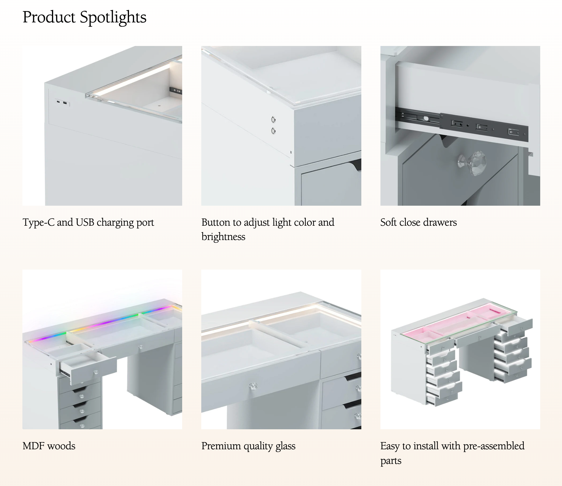 Eva PRO Makeup Vanity Desk - LP Replenish