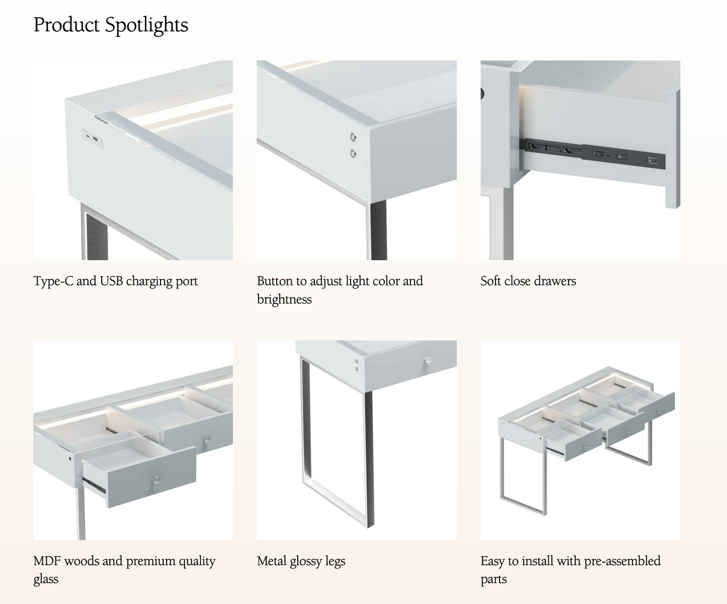 Billie PRO Makeup Vanity Desk - LP Replenish