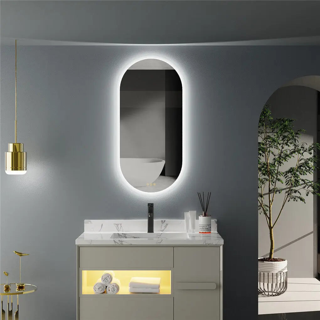 Oval Backlit Bathroom Vanity Mirror with Demister Pad - LP Replenish