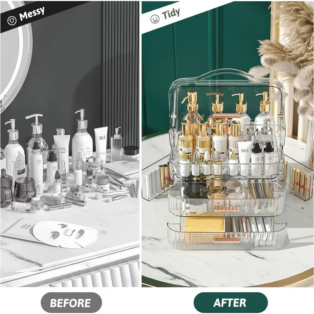 Cosmetics Makeup Storage Box with Lid & Drawers for Vanity - LP Replenish