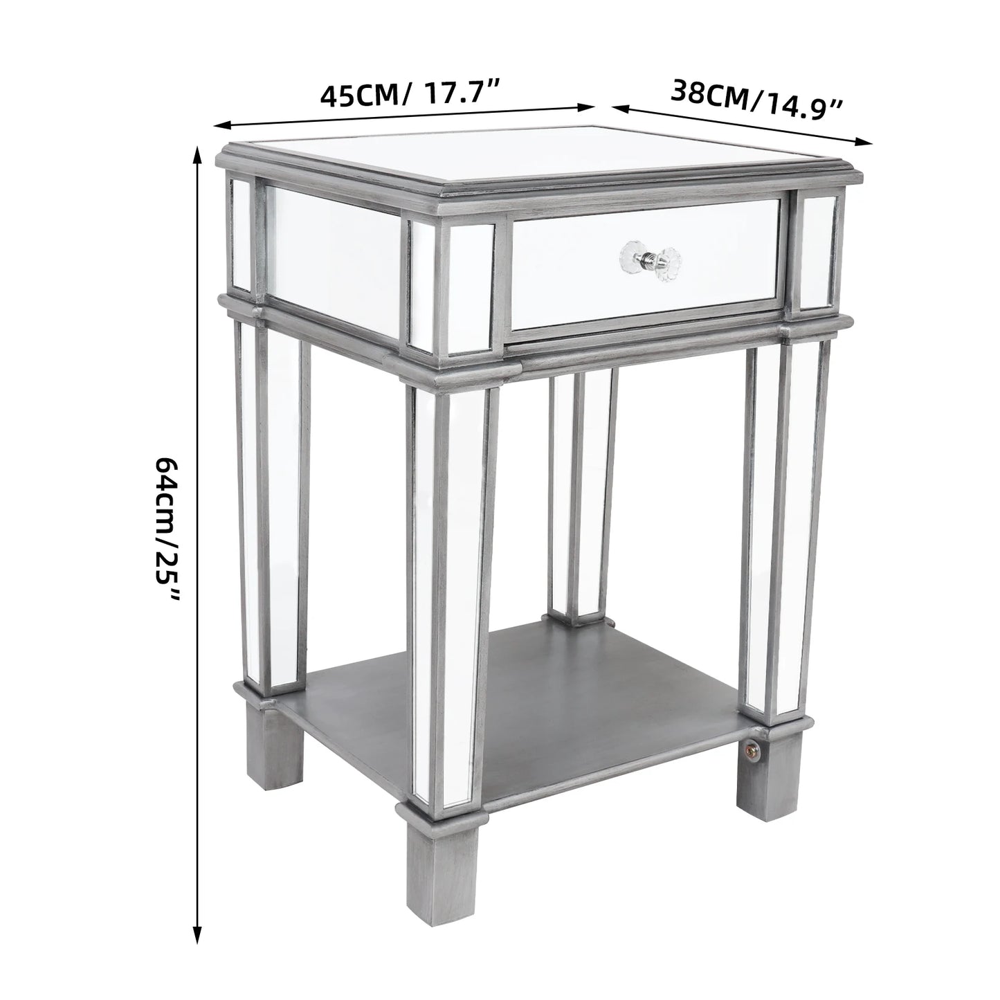 Mirrored Nightstands Modern Bedside Table with Drawer - LP Replenish