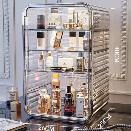Large Luxury Desktop Cosmetic Storage Box with Adjustable Shelves and Light - LP Replenish
