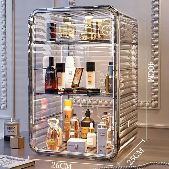 Large Luxury Desktop Cosmetic Storage Box with Adjustable Shelves and Light - LP Replenish