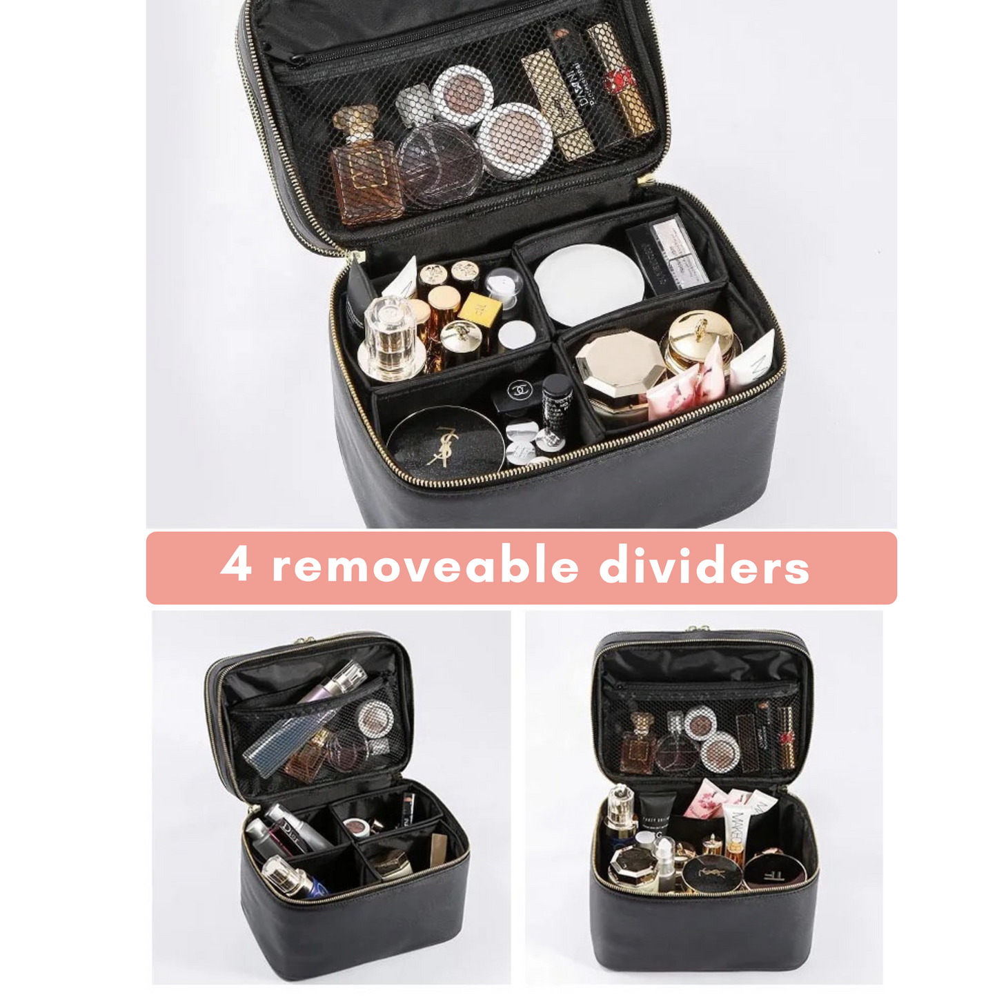 Large Capacity Dual-Zipper Makeup Travel Bag with Organizers - LP Replenish