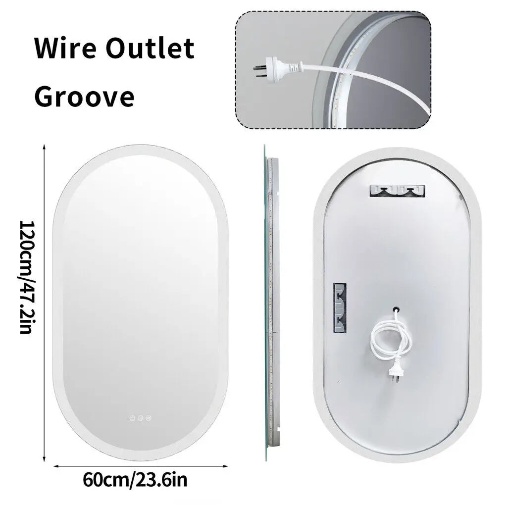 Oval Backlit Bathroom Vanity Mirror with Demister Pad - LP Replenish