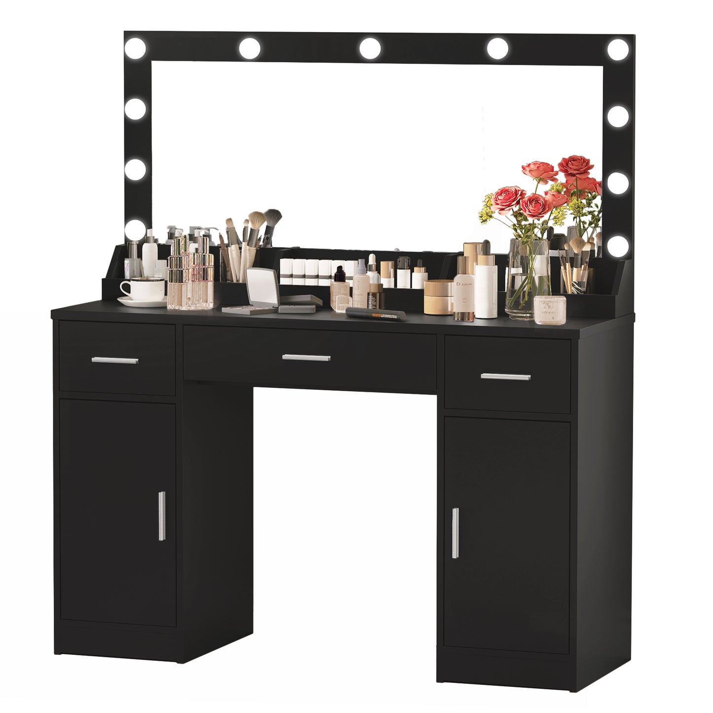 47.5" Vanity Desk with Mirror, LED Lights, and Storage - LP Replenish