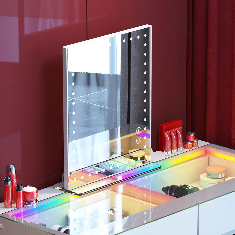 Audrey Table Top LED Hollywood Vanity Mirror with Bluetooth & 10X Magnification - LP Replenish