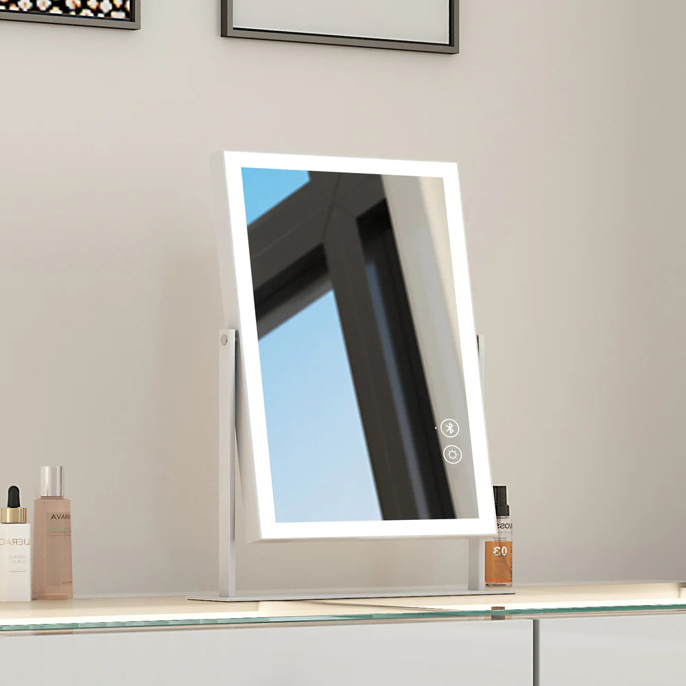 Portable LED Strip Mirror with Wireless Charging, Bluetooth Speaker, and 3 Light Modes - LP Replenish