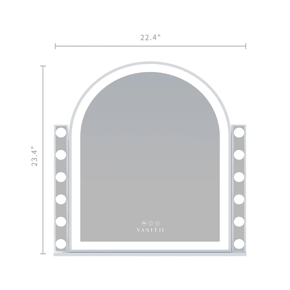LUXE Scarlett Arch Hollywood Vanity Mirror with LED Lights and 10X Magnification - LP Replenish