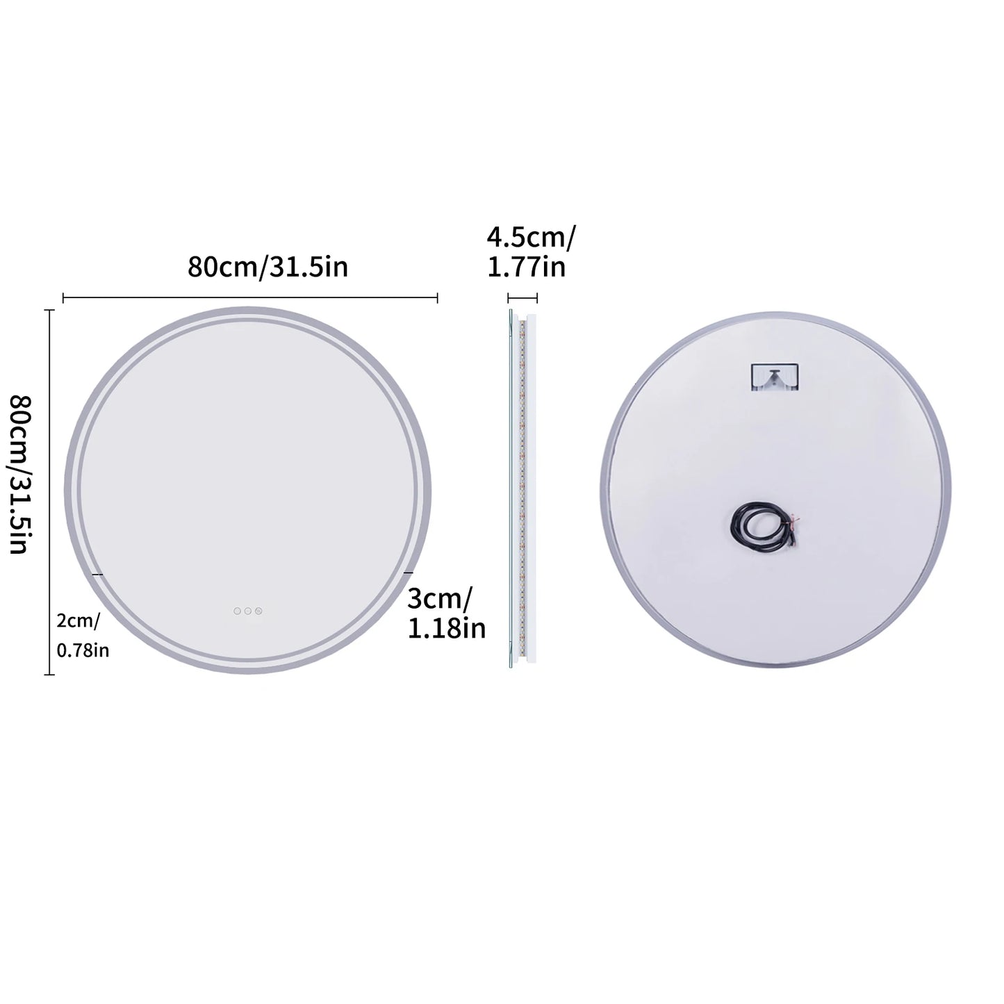 Smart Illuminate LED Round Lighted Vanity Mirror with Touch Screen and Anti-Fog Features - LP Replenish