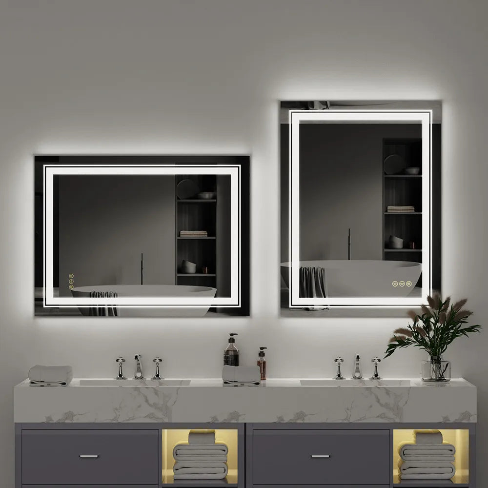 LED Vanity Mirror with Adjustable Lighting, and Defogging - LP Replenish