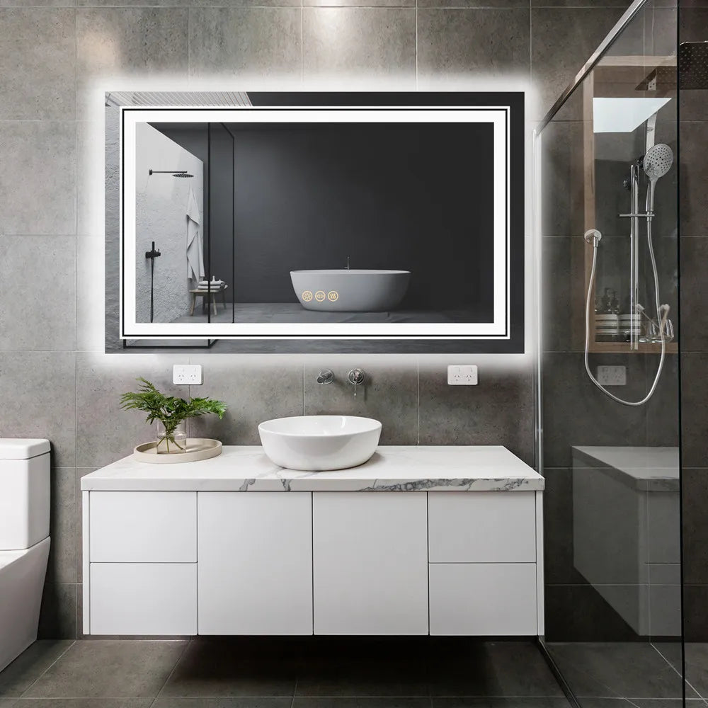 Waterproof Double Sink LED Vanity Mirror with Dimmable Lights - LP Replenish
