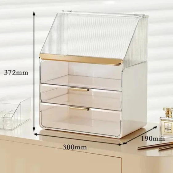 Clear PET Makeup Organizer with Drawers and Dustproof Lid - LP Replenish