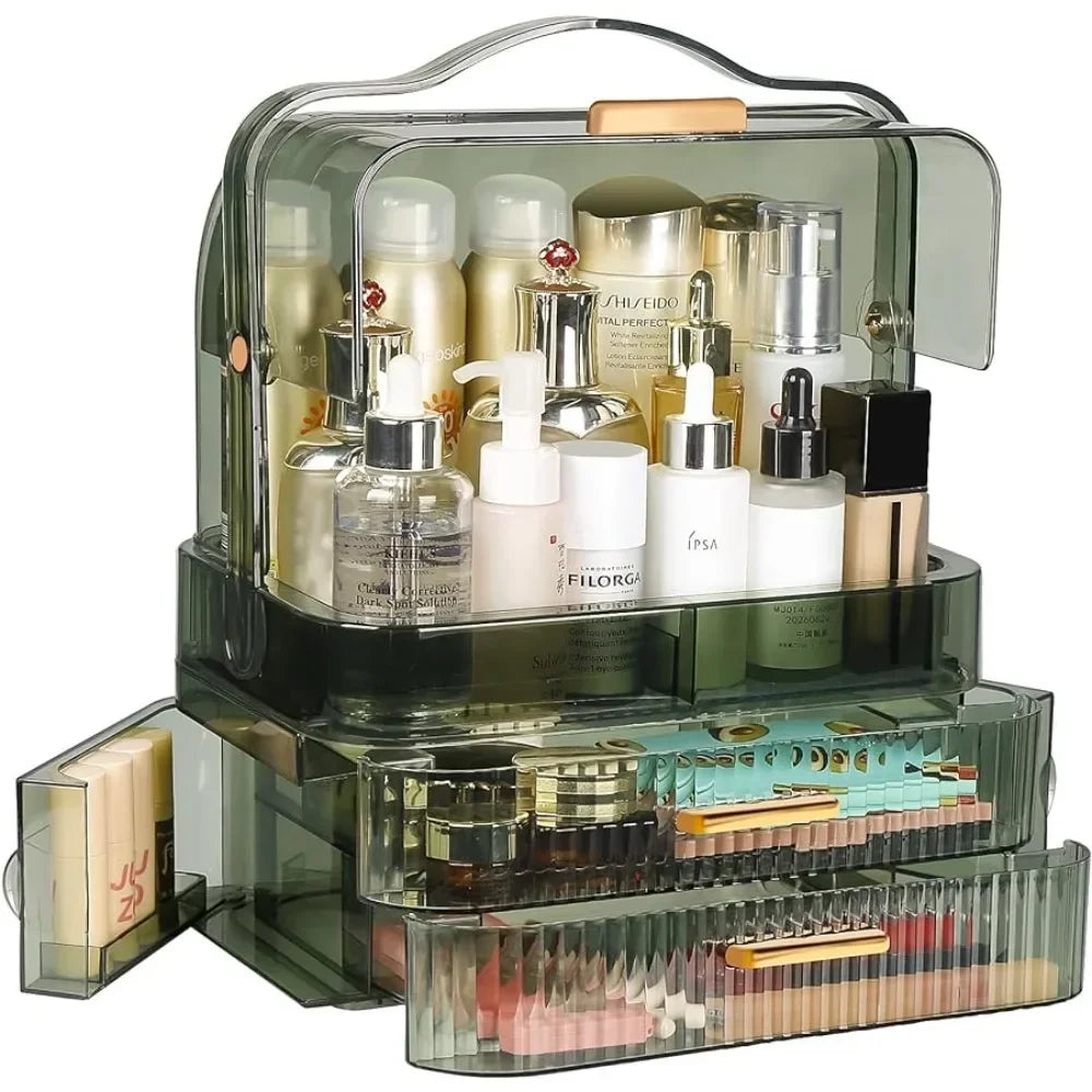 Cosmetics Makeup Storage Box with Lid & Drawers for Vanity - LP Replenish