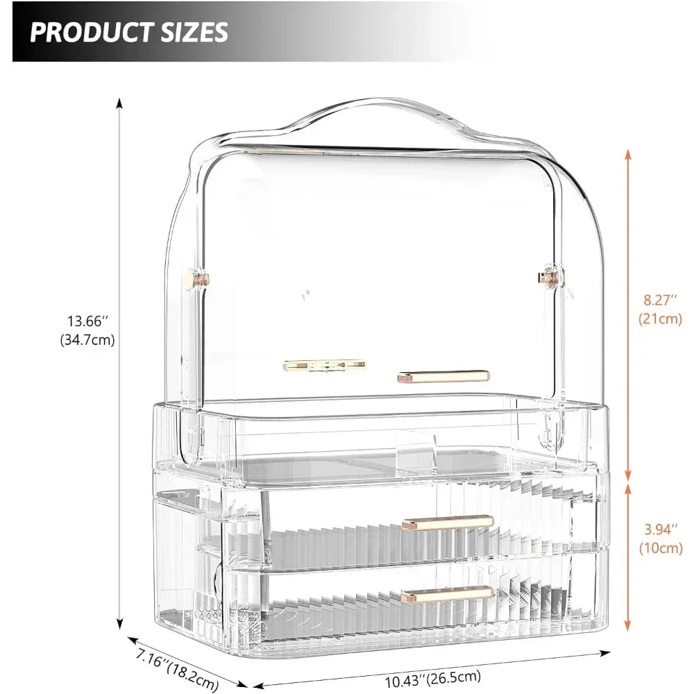 Cosmetics Makeup Storage Box with Lid & Drawers for Vanity - LP Replenish