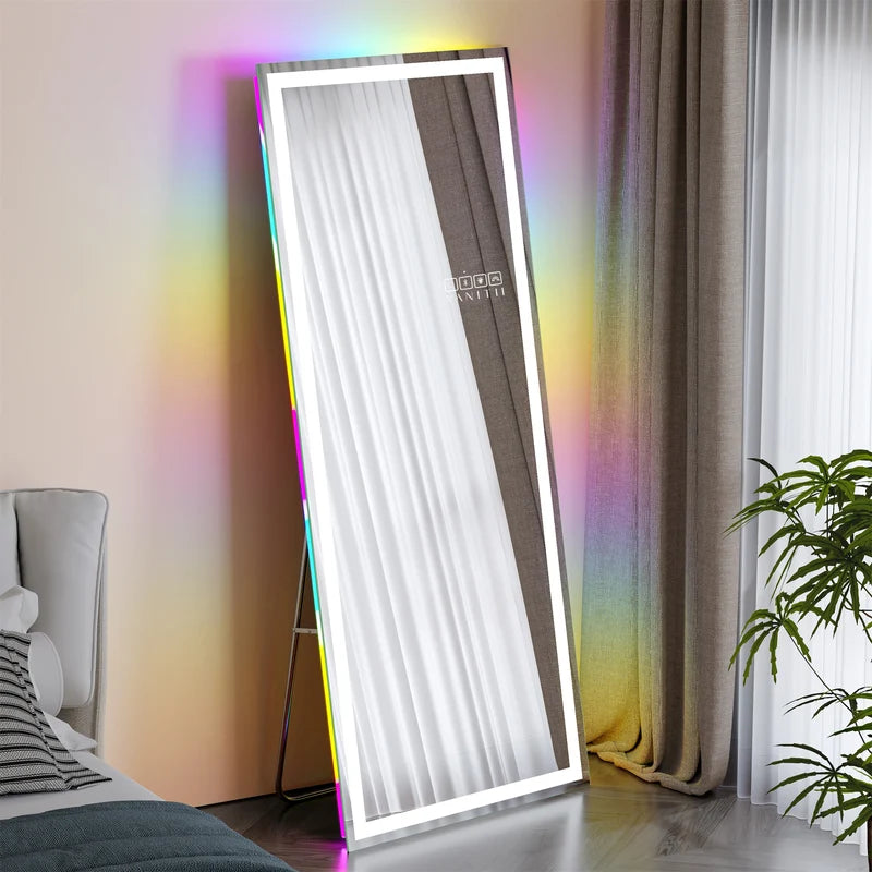VanitiTall Slim Glow RGB | LED Full Body Mirror with Stand