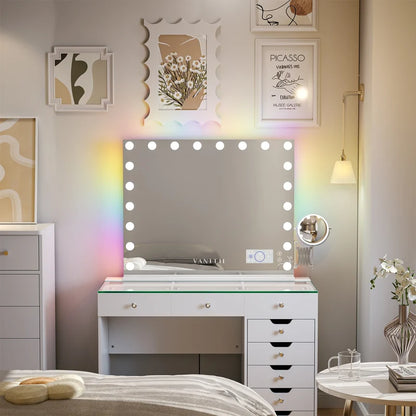VanitiGlow Eclipse | Hollywood LED Vanity Mirror with 10x Extendable LED Magnifier