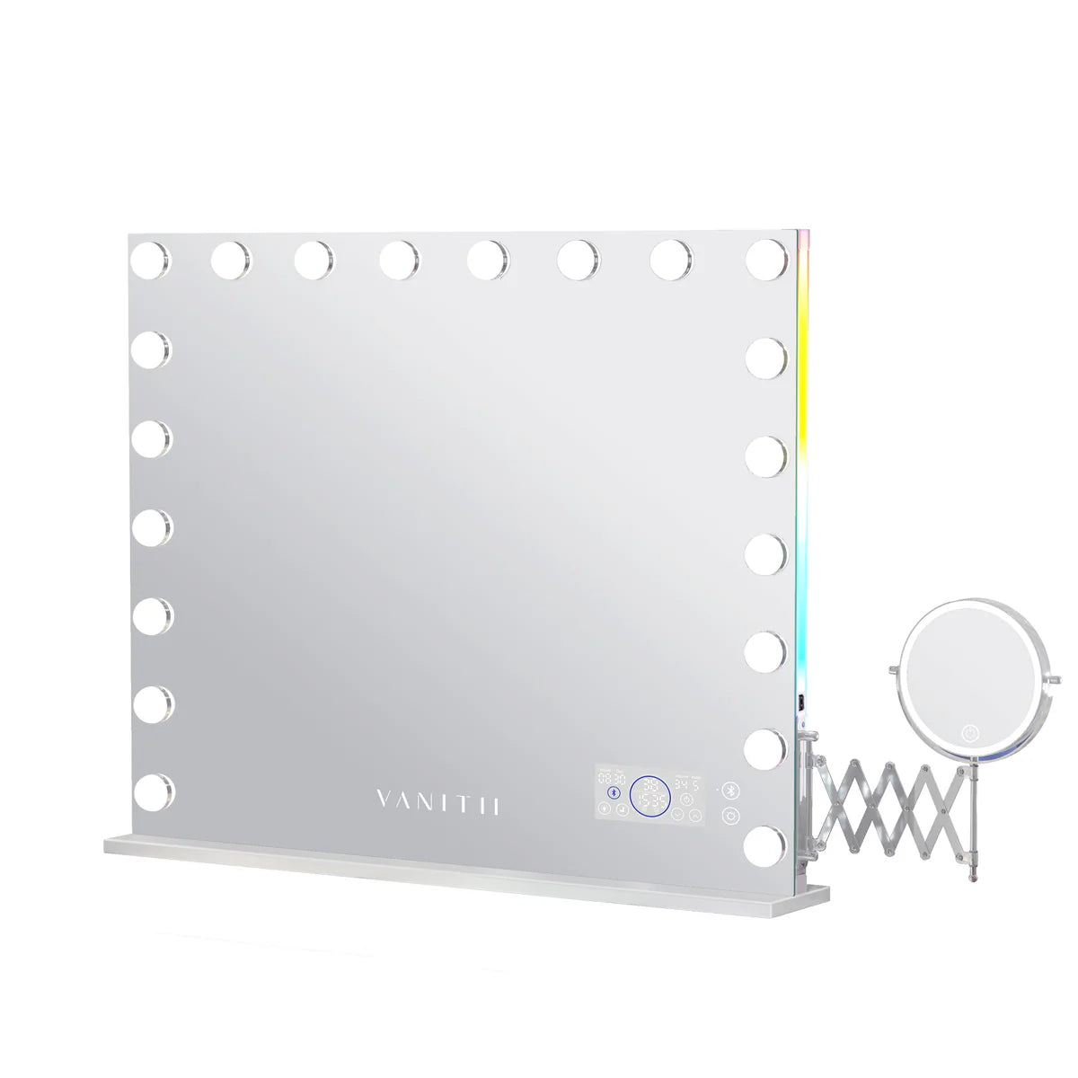VanitiGlow Eclipse | Hollywood LED Vanity Mirror with 10x Extendable LED Magnifier