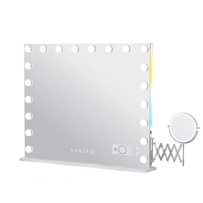 VanitiGlow Eclipse | Hollywood LED Vanity Mirror with 10x Extendable LED Magnifier