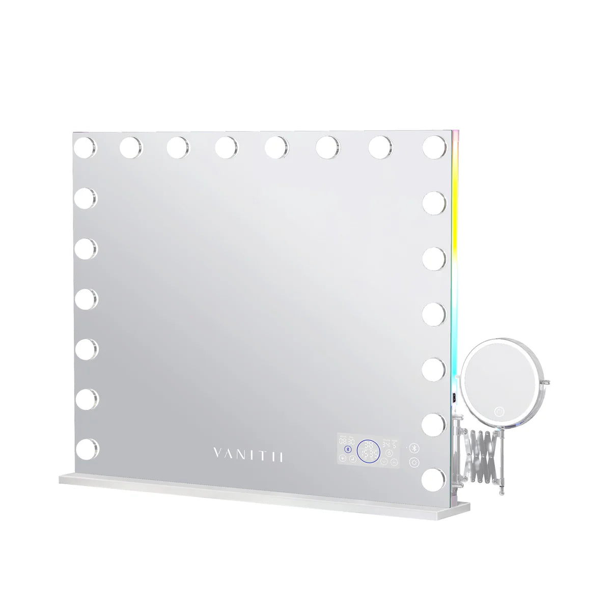 VanitiGlow Eclipse | Hollywood LED Vanity Mirror with 10x Extendable LED Magnifier