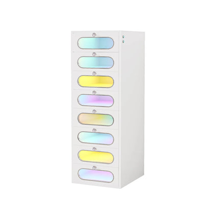 VanitiStack Circle | Vanity Chest of Drawers with Crystal Knobs, RGB Light & 8 Drawers