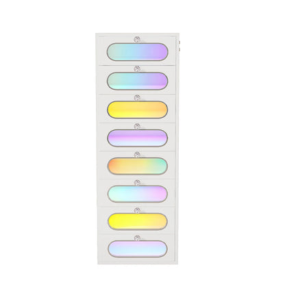 VanitiStack Circle | Vanity Chest of Drawers with Crystal Knobs, RGB Light & 8 Drawers