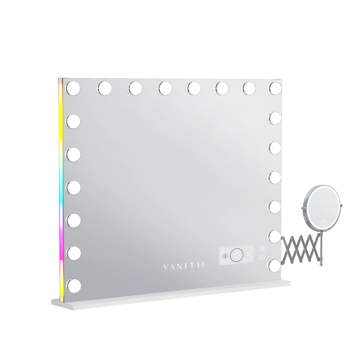 VanitiGlow Eclipse | Hollywood LED Vanity Mirror with 10x Extendable LED Magnifier