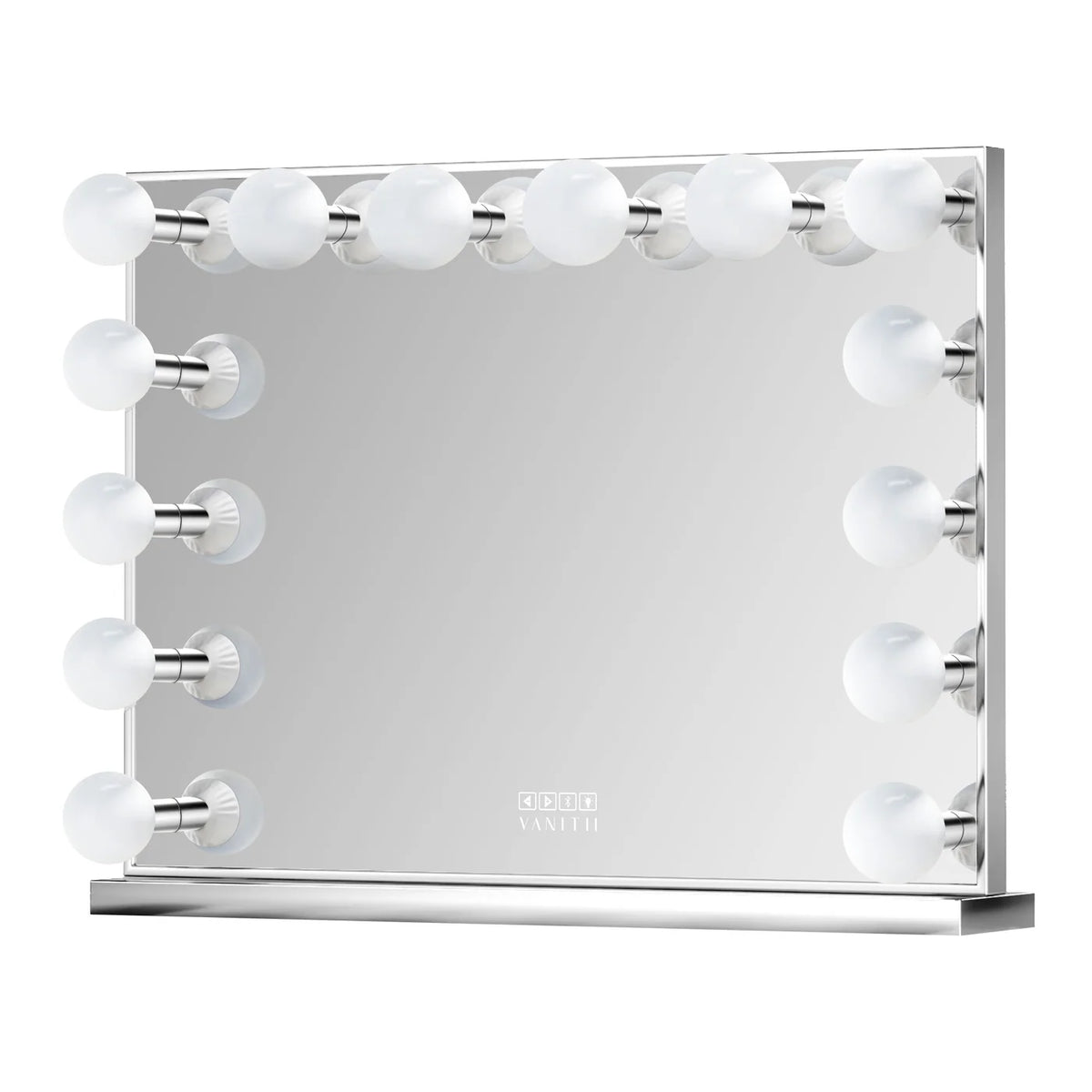 VanitiGlow Sterling | Silver Vanity Mirror, 14 Dimmable Bulbs & Bluetooth