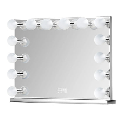 VanitiGlow Sterling | Silver Vanity Mirror, 14 Dimmable Bulbs & Bluetooth
