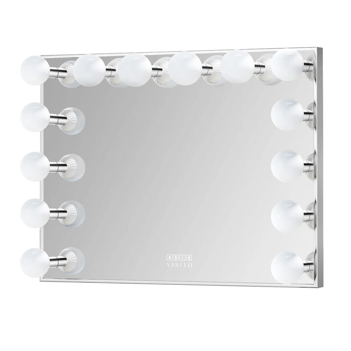 VanitiGlow Sterling | Silver Vanity Mirror, 14 Dimmable Bulbs & Bluetooth