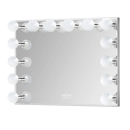 VanitiGlow Sterling | Silver Vanity Mirror, 14 Dimmable Bulbs & Bluetooth