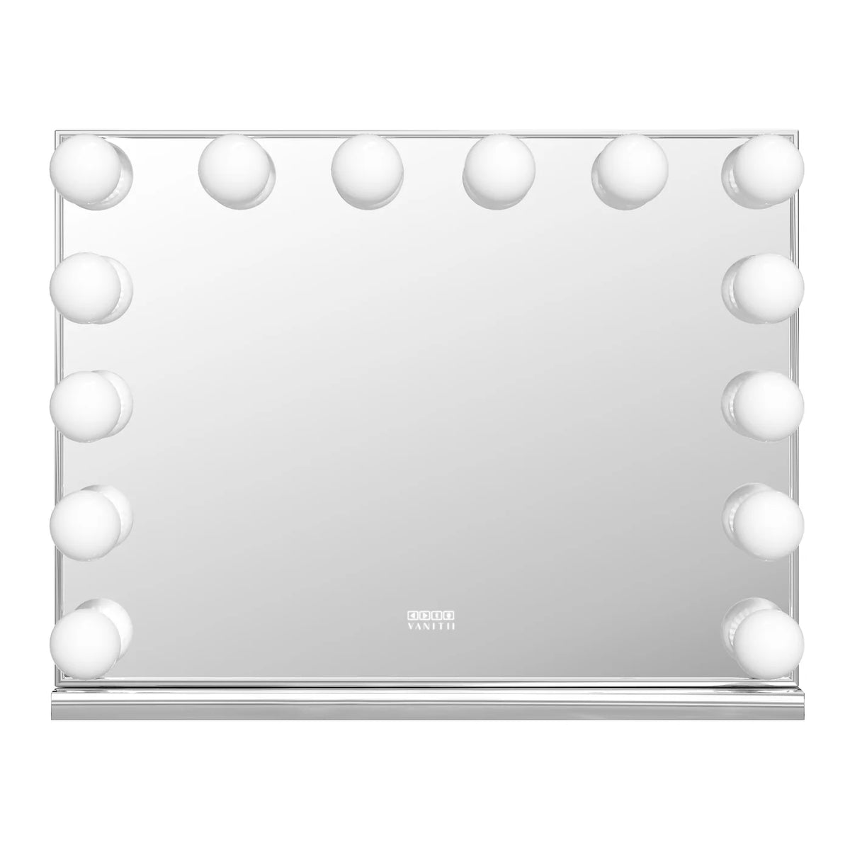 VanitiGlow Sterling | Silver Vanity Mirror, 14 Dimmable Bulbs & Bluetooth