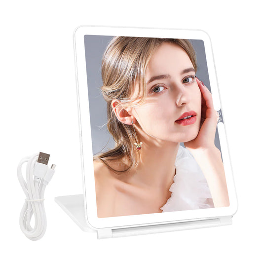 VanitiGlow Portable LED Travel Vanity Mirror – USB Rechargeable, Touch‑Dimmer, Mini & Regular