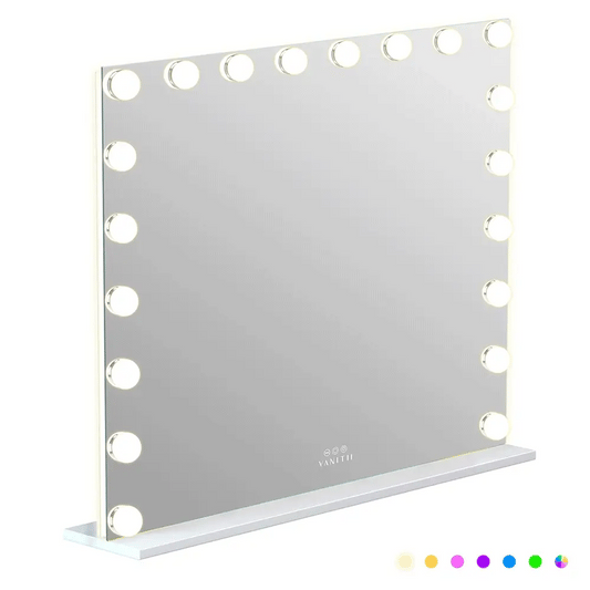 LUXE Hollywood Glow Vanity Mirror with RGB - 18 Dimmable LED Bulbs & Smart Touch Control - LP Replenish