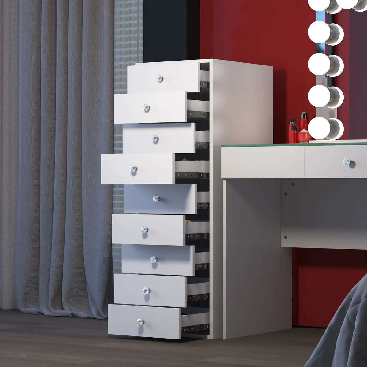 VanitiStack Tower Pro | Nine Lighted Storage Drawers