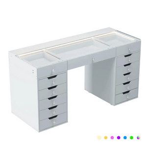 VanitiBar Pro | Modern, Spacious Vanity Desk with 13 Drawers, RGB LED