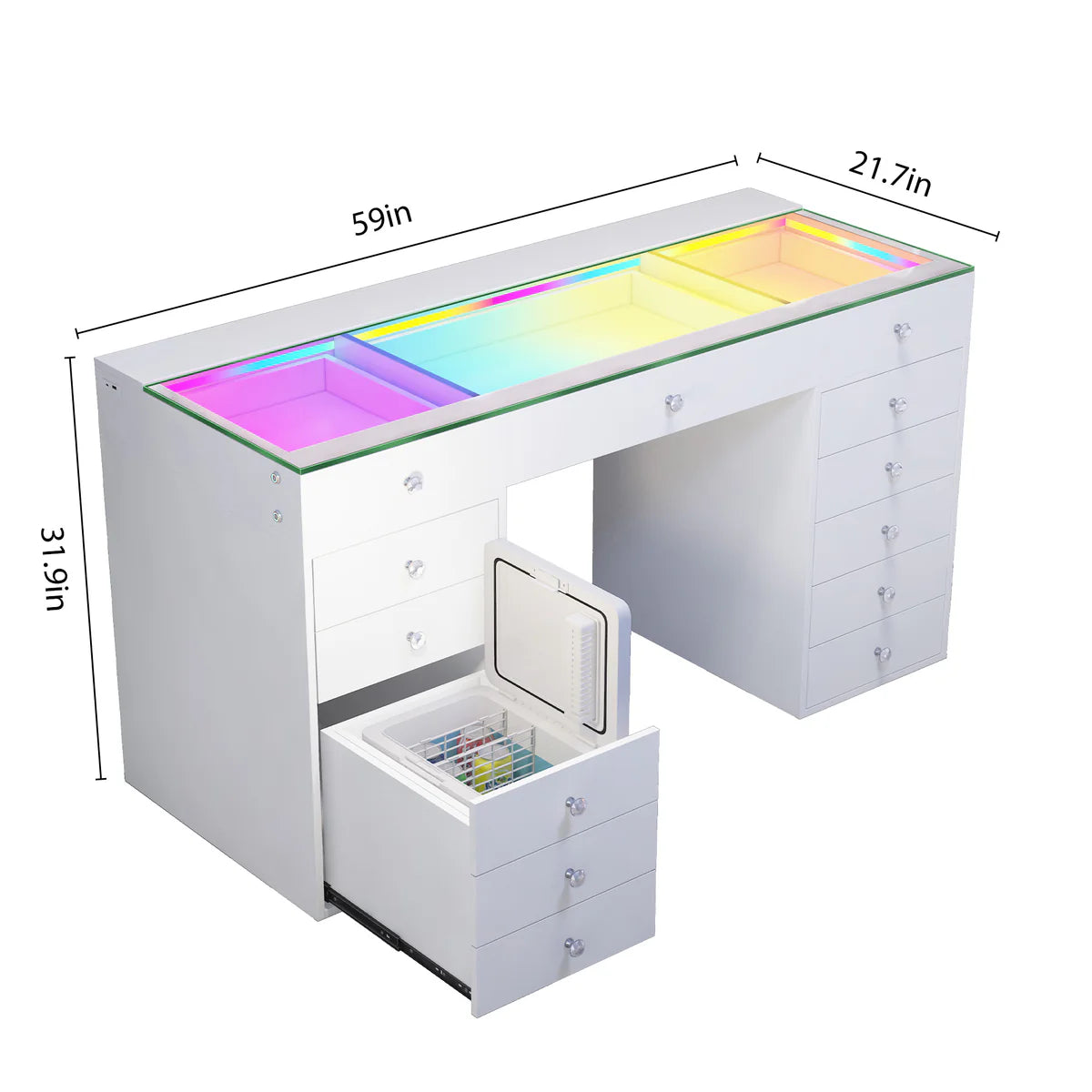 VanitiBar Chill | Vanity Desk with Built In Mini Fridge