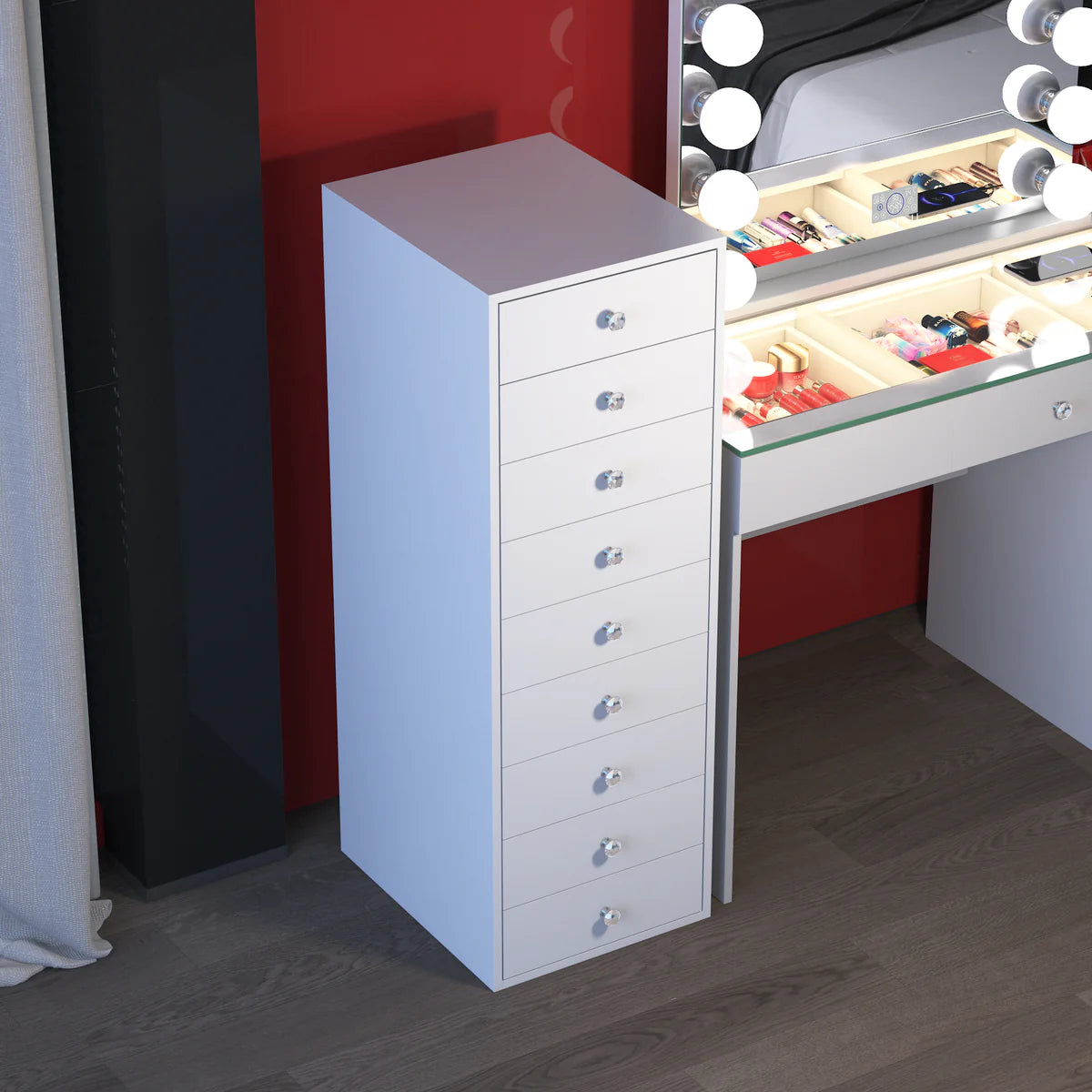 VanitiStack Tower Pro | Nine Lighted Storage Drawers