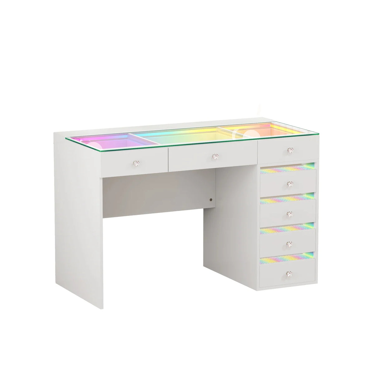 VanitiBar Solara 7 | 7 Drawer Makeup Vanity with RGB Lights, USB & Type-C Ports